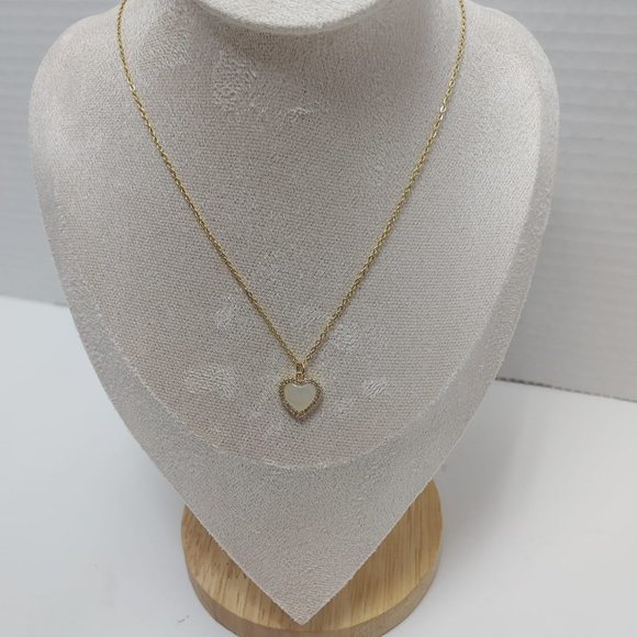 14K Gold Plated Heart Shaped Opal Pendant Necklace Women Wedding - Picture 6 of 6